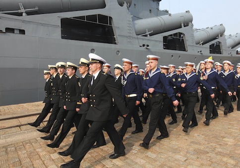 Russian sailors participating in joint Naval exercises with China / AP