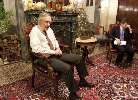 Senate Majority Leader Harry Reid, D-Nev., with his chief of staff, David Krone / AP