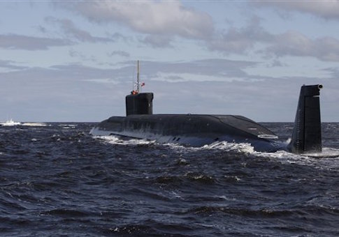 Russian nuclear submarine, Yuri Dolgoruky, is seen during sea trials near Arkhangelsk, Russia. The submarine was commissioned by the Russian Navy on Thursday, Jan. 10, 2013