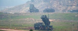 Launching vehicles of the patriot surface-to-air missile systems photographed in Kahramanmaras, Turkey