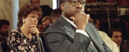 Judge Clarence Thomas and wife Virginia during nomination hearings in 1991 / AP