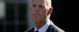 Florida Governor Rick Scott speaks to reporters following his meeting with President Donald Trump at the White House, September 29, 2017 in Washington, DC. Governor Scott met with President Trump and Vice President Mike Pence about relief efforts in Puerto Rico following Hurricane Maria. Scott visited Puerto Rico on Thursday and met with Puerto Rico Governor Ricardo Rossello and other officials from the U.S. territory. / Getty Images