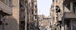 A general view shows damaged buildings in the eastern Syrian city of Deir Ezzor where Syrian and allied forces converged on holdout ISIS fighters