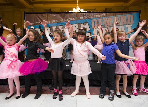 Charter school students perform at a pro-school choice rally in Indiana / AP