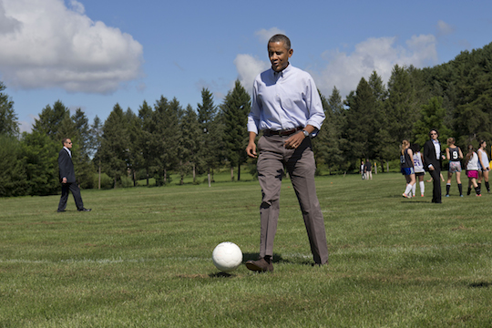 President Obama playing SOCCER.