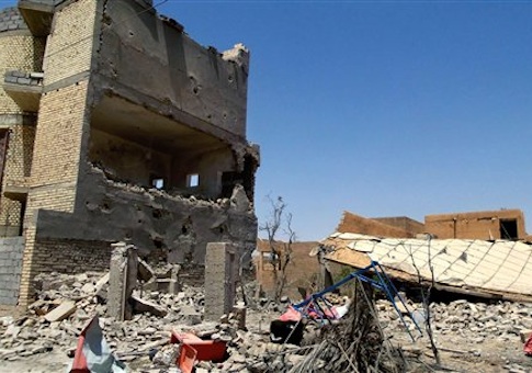 damaged homes due to clashes between fighters of ISIL and Iraqi security forces