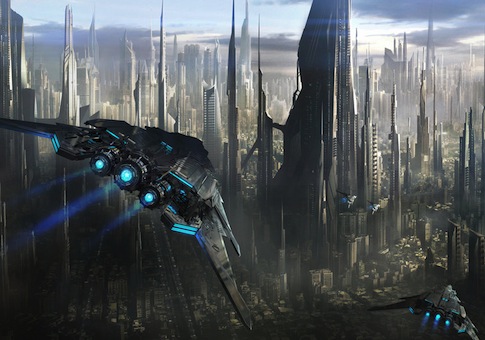 Depiction of a futuristic city