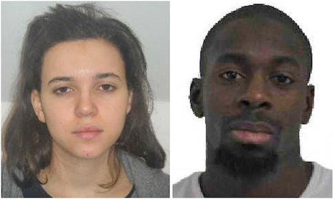 Hayat Boumeddiene (L) and Amedy Coulibaly, sought in the shooting death of a female police officer in Montrouge, near Paris
