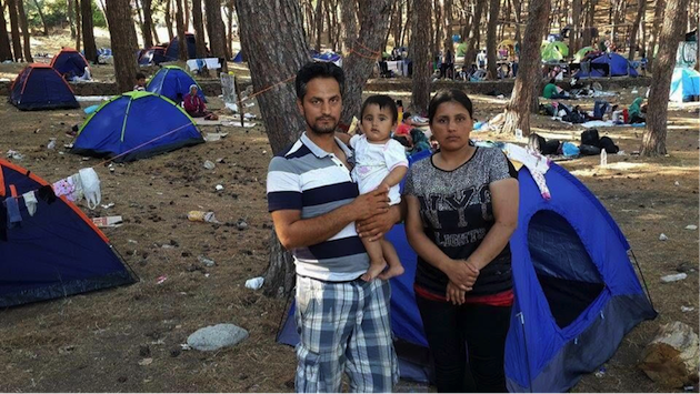 The Kazikhani family at a Greek campground