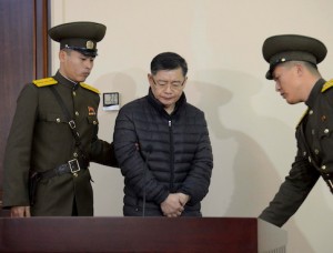 South Korea-born Canadian pastor Hyeon Soo Lim stands during his trial at a North Korean court in this undated photo released by North Korea's Korean Central News Agency (KCNA) in Pyongyang