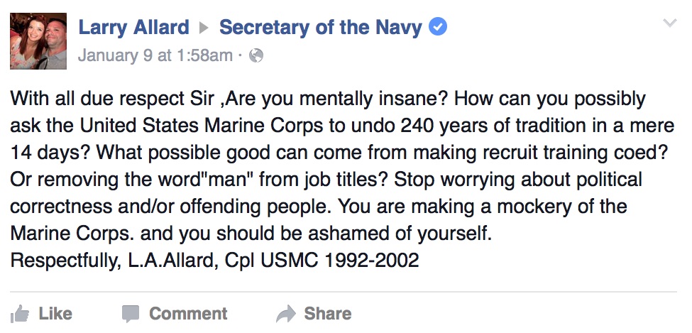 Larry Allard, retired corporal, via Facebook