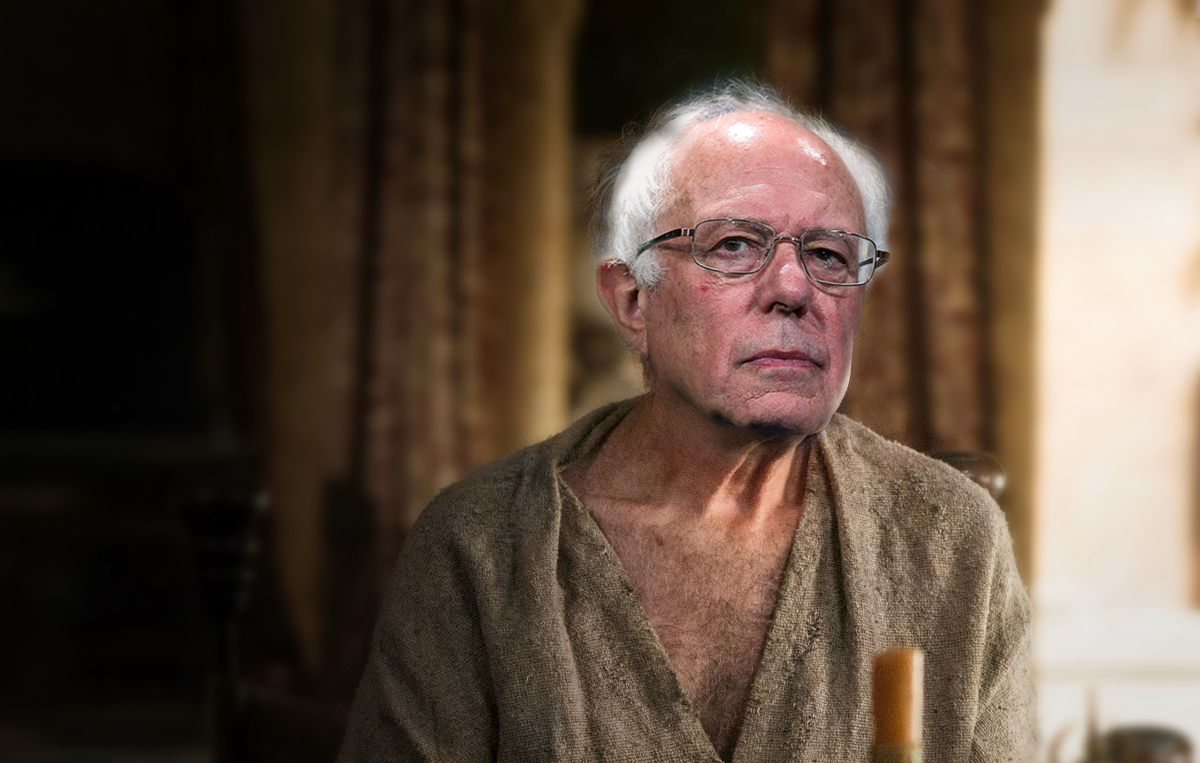 Bernie Sanders contemplates from the Great Sept