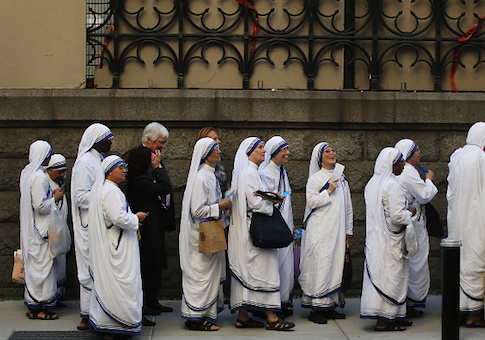 A group of nuns arrive at St. Patrick's Cathedral