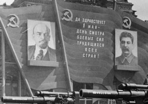 Posters of Lenin and Stalin in Red Square, 1947 / Getty Images