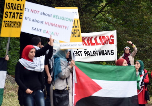 Anti-Israeli protesters shout slogans