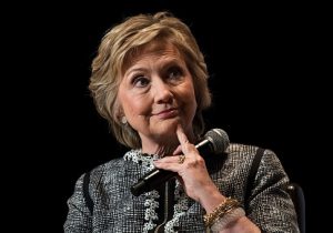 Clinton pauses while speaking during BookExpo 2017 at the Jacob K. Javits Convention Center, June 1, 2017 / Getty Images