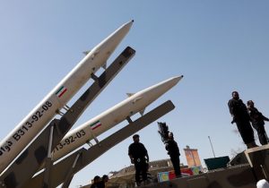 Zolfaghar missiles are displayed during a rally marking al-Quds Day in Tehran