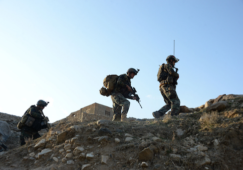 Afghan commandos forces patrol during ongoing US-Afghan military operation against Islamic State militants in Achin district of Nangarhar province