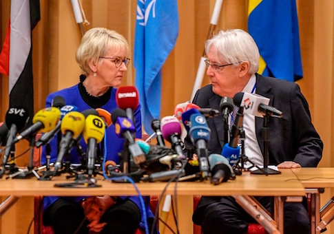 Swedish Foreign minister Margot Wallstrom and UN special envoy to Yemen Martin Griffiths