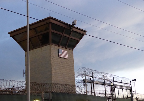 The main gate at the prison in Guantanamo