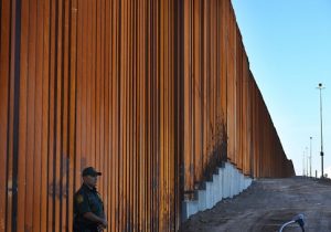 30-foot border wall in the El Centro Sector, at the US Mexico border in Calexico, California