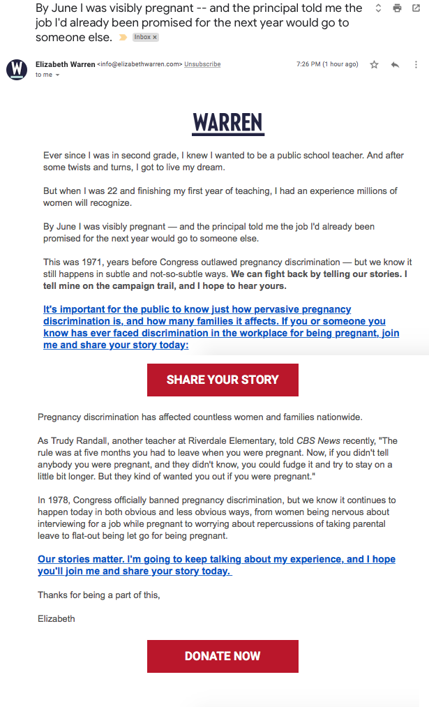 Warren campaign fundraising email / Free Beacon