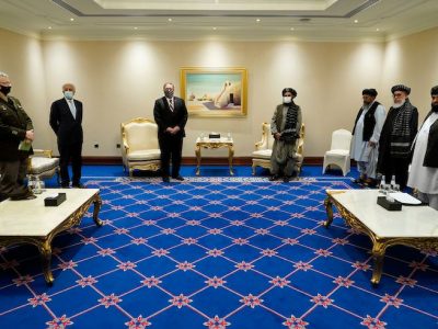 Secretary of State Mike Pompeo meets with Taliban co-founder Mullah Abdul Ghani Baradar in Doha
